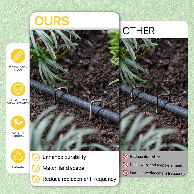 Landscape Staples, 200 Pack 6 Inch Heavy-Duty Garden Stakes | Sharp Ends, Secure Landscape Fabric, Turf and Fencing, Rust-Resistant Galvanized Steel, Reusable, for Lawn, Yard and Garden
