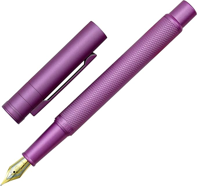Asvine Pink Forest Fountain Pen Fine Nib, Classic Design with Converter and Metal Pen Case, The Light of Hope Serise