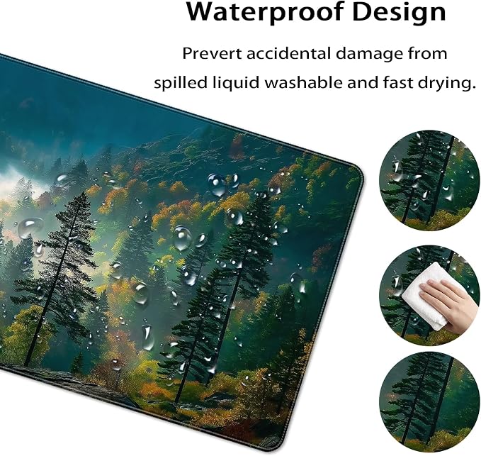 35.4 x 15.7 in, XXL Large Mouse Pad for Desk, Extended Keyboard Mouse Mat for Computer Office, Big Mouse pad with Stitched Edges, Gaming Pc-Mountains and Woods