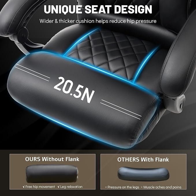 Office Chair with Foot Rest,3D Kneading Massage & Heat Executive Office Chairs for Heavy People,500LBS Big and Tall Office Chair,Ergonomic Reclining Desk Chair,Dual-Use Pillow,Home Office,Black