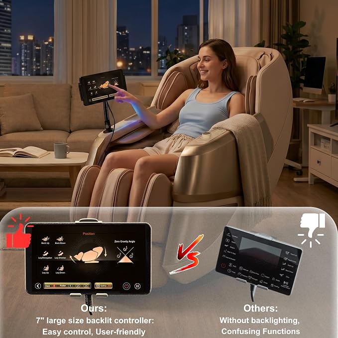 MT339 4D Massage Chair, Full Body Recliner, OTA Update, Golden | Yoga stretch, 22+5 modes, body scan, app and AI Voice Control, auto footrest, 166° zero gravity and heat for daily comfort.