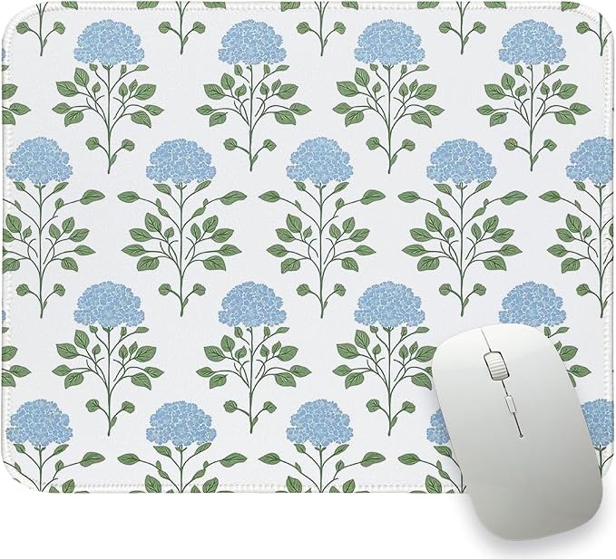 Hydrangea Mouse Pad, Moss Blue Flroal Small Mousepad 10x8 | Flroal Mousepad for Laptop, Hydrangea Office Desk Accessories, Green Blue Mouse pad, Aestheti Mousepad