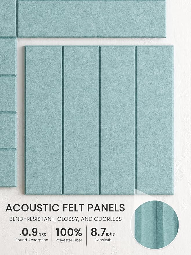 Bumusty 48" x 36" Large Cork Board Alternative, Aqua Blue | 12-Pack Felt Bulletin Board Tiles, 60 Adhesive Tabs, 30 Pushpins, Home, Office, Classroom, Vision Board