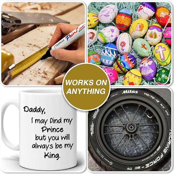 TOOMGGA 2 Yellow Paint Pens Permanent Paint Markers, Oil Based Medium Tip | Marking Pens, Quick Drying, Waterproof, Fade-resistant, for Rock Painting, Car Tyre, Metal, Plastic, Canvas, Mugs, Wood