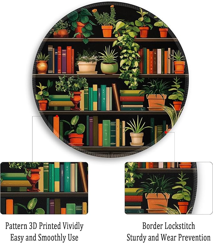 Gctriki Small Mouse Pad for Desk with Bookshelf Design - Cute Office Decor for Women, Stitched Edge Non-Slip Rubber Base, Fits Laptop & Wireless Mouse, Travel Mouse Pad for Computer Gaming