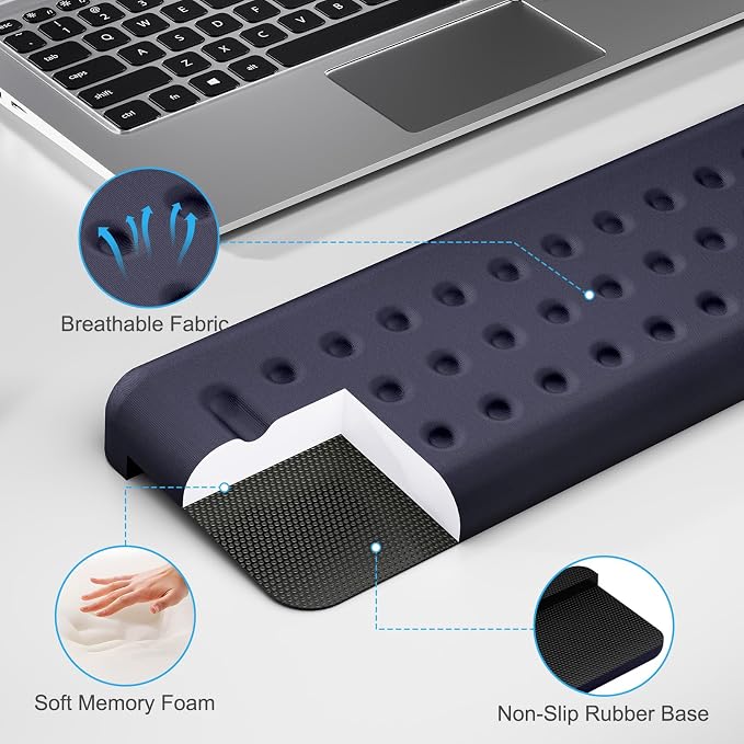 Leolee L-Shaped Desk Long Wrist Rest Elbow 60CM, Deep Blue Arm Rest | Memory Foam, Non-Slip Base, Ergonomic Desk Edge Cushion, Wrist Support for Computer Keyboard, Typing, Office, Home