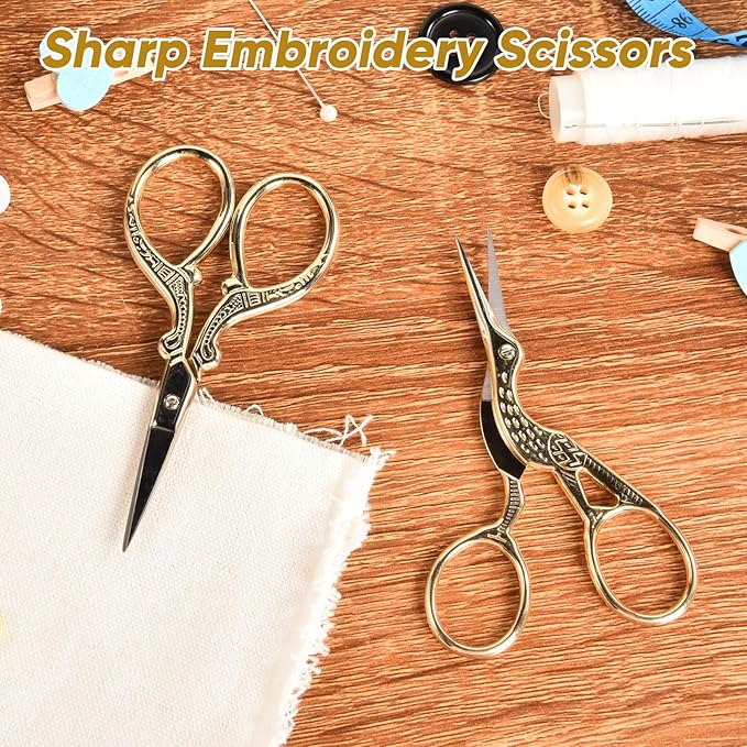 AQUEENLY Embroidery Scissors Stainless Steel Sharp Stork Scissors for Sewing Crafting