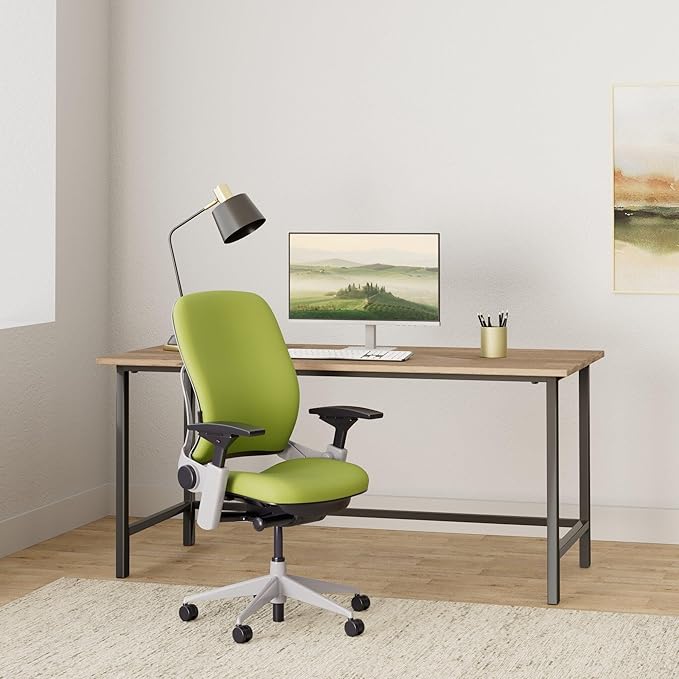 Steelcase Leap Chair with Platinum Base & Standard Carpet Casters, Wasabi