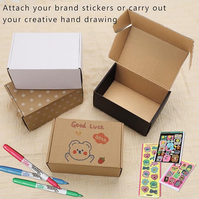 BIOBROWN 6x4x3" 50 Pack Corrugated Cardboard Boxes Small Shipping Box for Packaging Small Business Mailer Mailing White