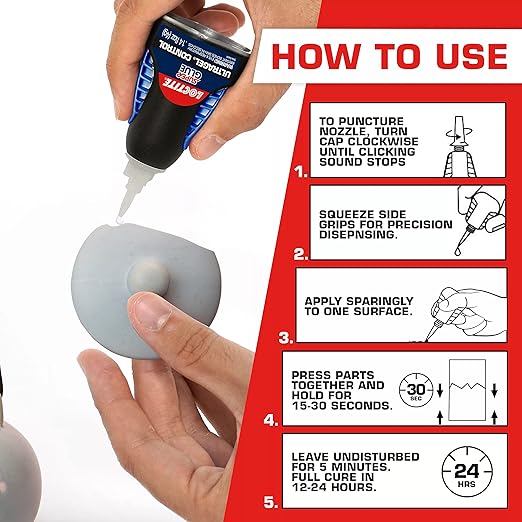 Loctite Super Glue Ultra Gel Control, Clear Superglue, Cyanoacrylate Adhesive Instant Glue, Quick Dry - 0.14 fl oz Bottle, Pack of 1