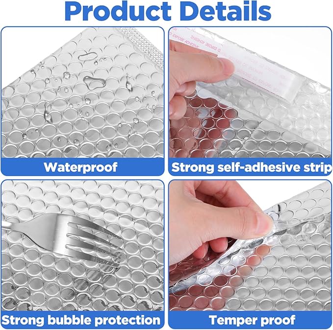 Thermal Bubble Mailers, 20 Pack Silver Metallic Insulated Shipping Bags, 8 x 11 Inch Self Seal Waterproof Foil Mailing Envelopes