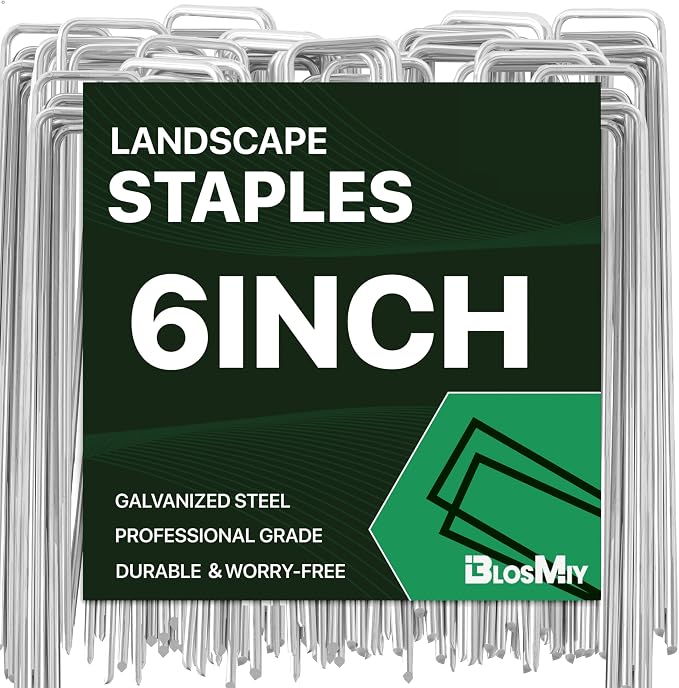Landscape Staples 50 Pack 6 Inch Heavy-Duty Galvanized Garden Stake | Sharp Ends, Secure Landscape Fabric, Turf and Fencing, Rust-Resistant Galvanized Steel, Reusable, for Lawn, Yard and Garden