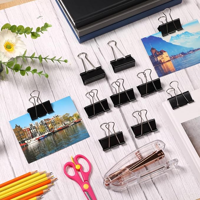 Jetec 100 Pcs Extra Large Binder Clips Bulk 2 Inch Metal Jumbo Binder Clips Office Supplies Black Paper Clamps for Teachers Students Office Business Supplies