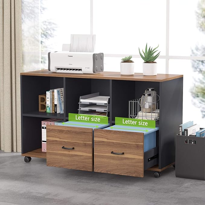 Tribesigns 55 inches Executive Desk and 43" lateral File Cabinet, L-Shaped Computer Desk Home Office Furniture with Drawers and Storage Shelves, Office Table with Cabinet