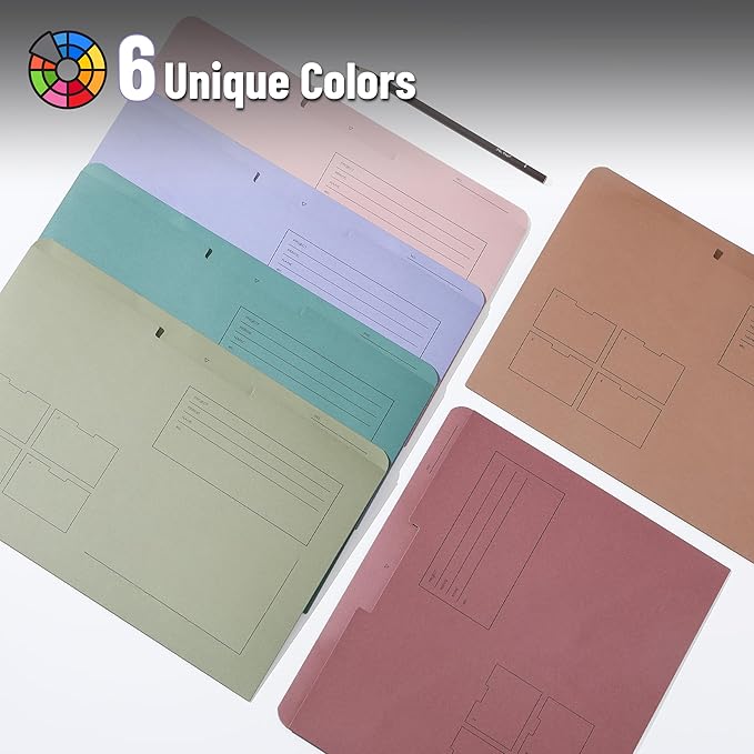 Mr. Pen- Paper Pocket File Folder, 6 Pack, Assorted Colors, Letter Size, File Jacket Flat Folder, for School, Office, Buisness Home