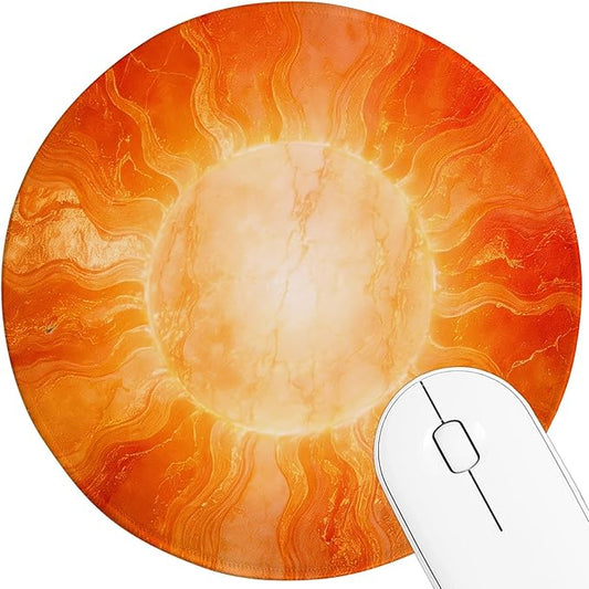 Round Mouse pad, high-end Texture, Sewn Edge Design, Anti-Slip Rubber Base. 8.6 x 8.6 inches (Flame Wheel)