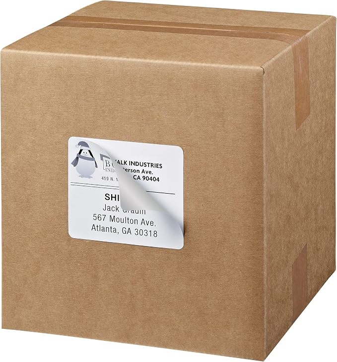 Avery Printable Shipping Labels, Sure Feed Technology, 3-1/3" x 4", White, Laser/Inkjet Printable, 60 Blank Mailing Labels (15264) (Pack of 2)