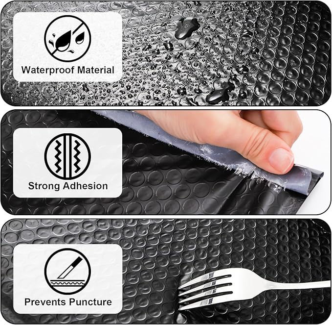 Nicunom 50 Pack Bubble Mailers 8.5 x 12", Usable Size 8.5 x 11" Self Seal Padded Envelopes Opaque Poly Wrap Bubble Bags Waterproof Shipping Bags for Small Busines Mailing Packaging, Black