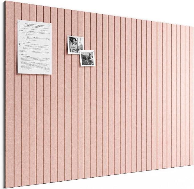 Bumusty 48"x 36" Large Felt Bulletin Board Tiles, Pink | 12-Pack Cork Board Alternative, Wall Decor, 30 Pushpins, 60 Adhesive Tabs, Vision Board, Office, Classroom, Home, Dorm