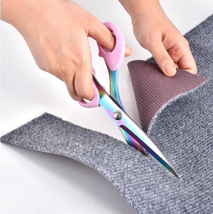 Fabric Scissors, 9" Titanium Coating Sewing Scissors, All Purpose Sharp Heavy Duty Fabric Scissors for Cutting Clothes Leather Classic Stainless Steel Professional Fabric Shears for Tailor Home, Pink