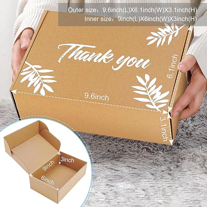 Inner Measurement 9x6x3 Inches 25 Pack Shipping Boxes Brown Small Business Mailing Boxes Cardboard Corrugated Mailers Box