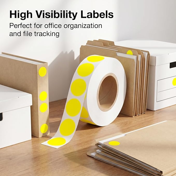 1000 Pcs Round Stickers 1 Inch Color Circle Dot Stickers Small Code Labels for Office Shop Yard Sale Home Classroom Marking (Yellow, 1 inch)