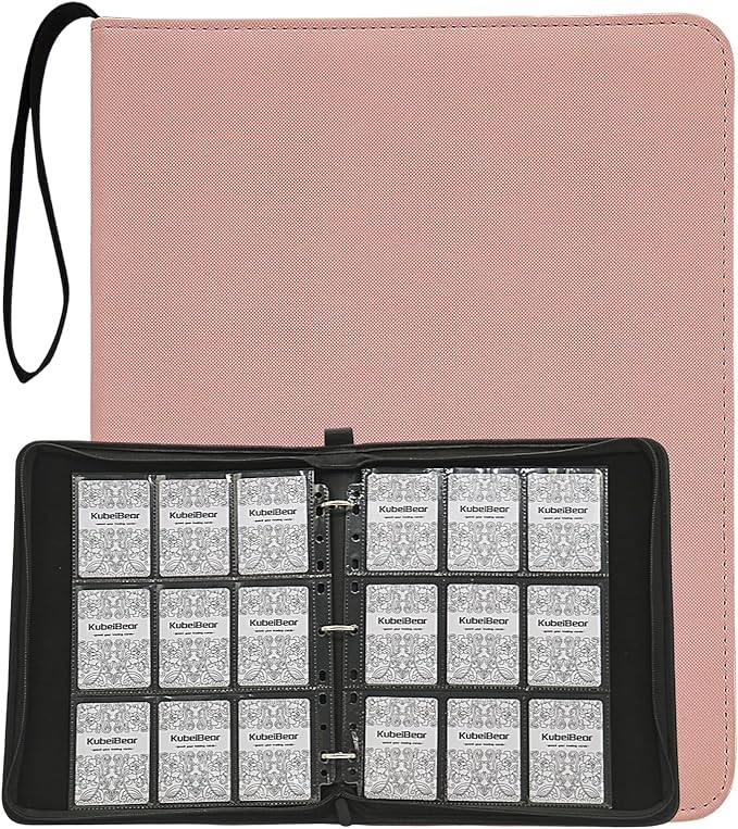 Card Binder – 720 Capacity, Zippered Trading Card Holder for MTG, Sports & Collectible Cards – Acid-Free, Durable & Travel-Friendly Storage (Pink dots, 9 Pocke)