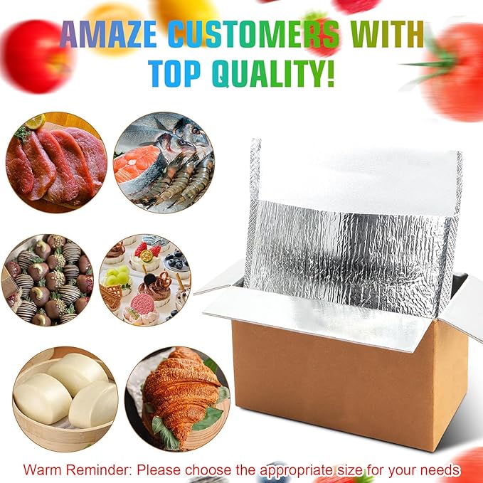 2 Pack Hot & Cold Double Insulated Shipping Box with Aluminum Foil Insulated Bag Liner, 8x4x5 Inch Reusable Hot & Frozen Food Delivery Insulated Carton for Shipping, Mailing, Packing, Moving