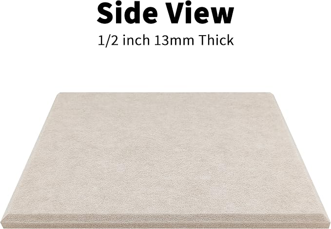 1/2'' Thick Cork-Bulletin Board Felt Wall Tiles Squares 12 x 12 in | 1700g/m² High Density Felt Pin Boards for Walls, Adhesive, Frameless, Modular, Renter Friendly, Removable, Light Color, 8Pcs