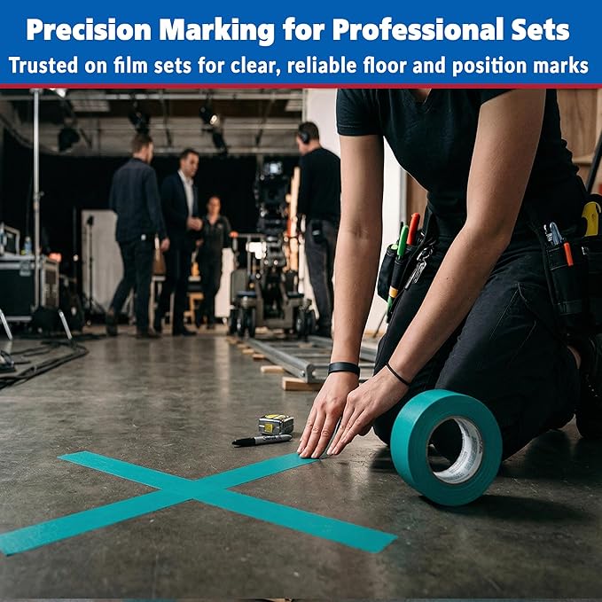 Gaffer Power Aqua Teal Gaffer Tape 2” x 30 Yards – No Residue, High Visibility, Made in USA, Matte Non-Reflective Cloth Tape for Color Coding, Events & Cable Management