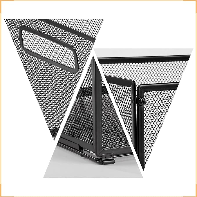 SETTFRFE 2 Pack Letter Size Hanging Folder Organizer,Metal File Box,Black | Mesh File Basket & Hanging File Rack with Handle,File Crate for Hanging Folders,Filing Organizer for Office,Classroom & Home