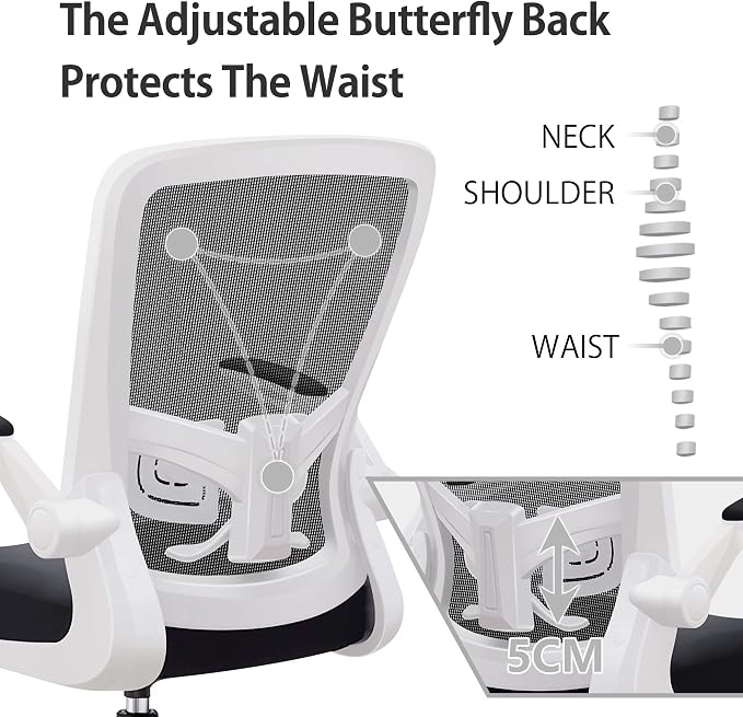 FelixKing Office Chair, Ergonomic Desk Chair with Adjustable Height and Lumbar Support Swivel Game Chair Desk Computer Chair with Flip up Armrests for Conference Room (White) | Adjustable Height, 360°Swivel, Flexible Tilt, Breathable Cushion and Fabric...