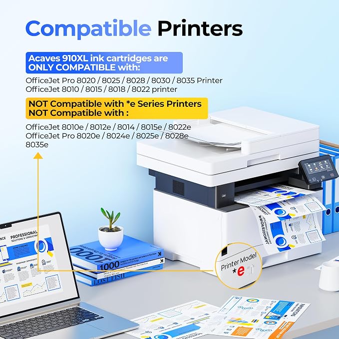 910XL Ink Replacement for HP 910XL Ink Cartridges Combo Pack, 4 Pack | Work for hp OfficeJet 8010, 8012, 8018, 8022, OfficeJet Pro: 8020, 8022, 8025, 8026, 8028, 8030, 8035, Black Color