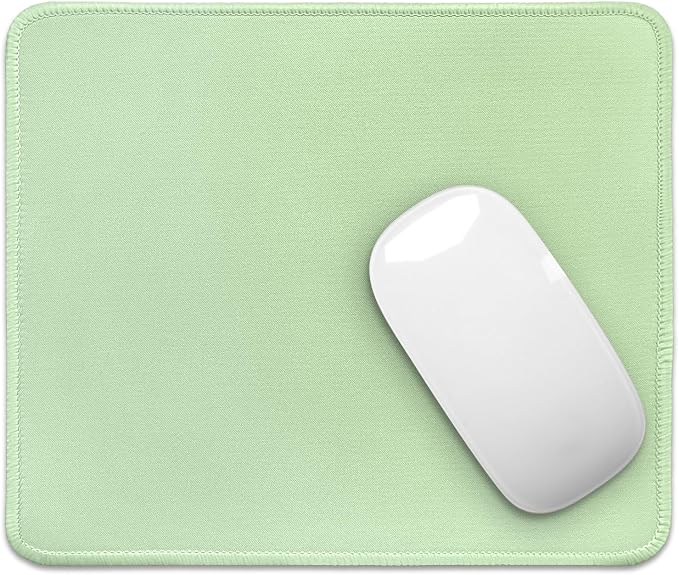 FROGIGO Mouse Pad with Stitched Edges - Solid Color Mousepad for Women, 9.25 x 7.75 inch Washable Square Desk Pad, Non-Slip Rubber Base, Office Home Laptop Accessories - Sage Green