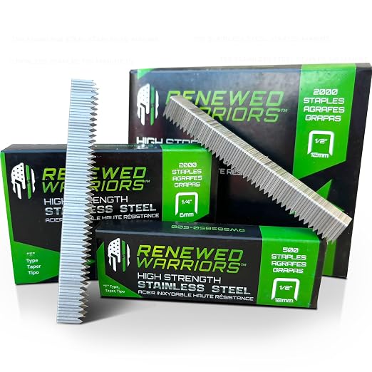 18 Gauge Stainless Steel Staples - T50 Staple (1/4" in Leg; 3/8" in Crown) 3/8 Crown; 1/4" Leg Stainless Staples - (2000 Count Pack)