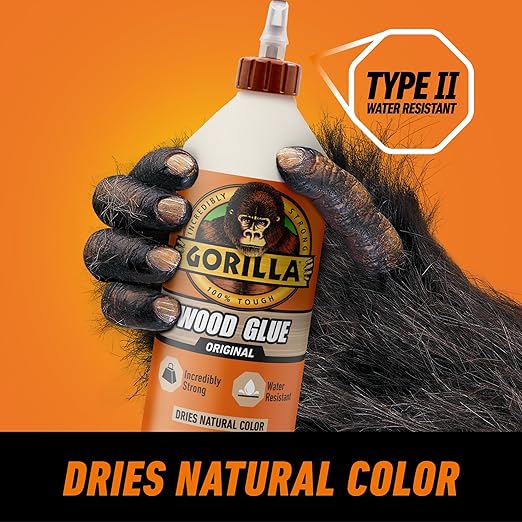 Gorilla Wood Glue, Natural Wood Color, 36 Ounce Bottle (Pack of 1) - Water Resistant for Indoor or Outdoor Projects and Repairs