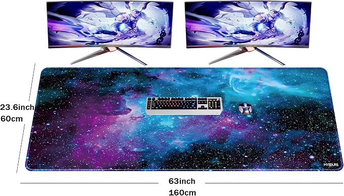 Mydours 63" x 24" Gaming Mouse Pad, XXXL Full Desk Pad (Purle Universe) | Non-Slip Rubber & Smooth Fabric, Computer Pad Protector, Extended Desk Mat for Gaming, Office, Home, Workingg