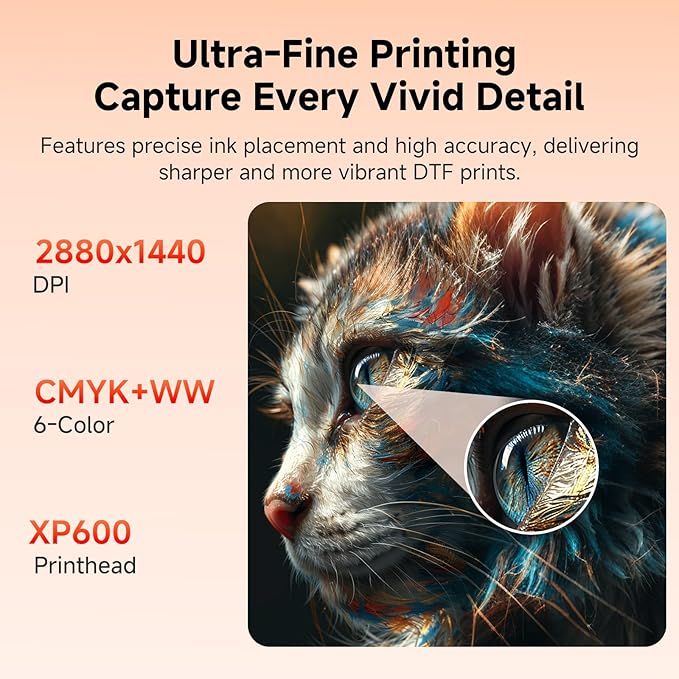 PLK A3 Plus XP600 DTF Printer, Double-Speed Than L1800/L805, 4.5'' Touch Screen, Auto-Cleaning, Dual White Ink System, Film-Cutter, Apparel Printer Machine, 2-Year Ink Included (C13+Oven+Heat Press)