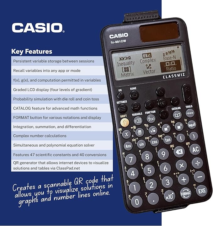 Casio fx-991CW– Advanced Scientific Calculator with High-Res 4-Tone Display | Natural Textbook Display | 540+ Functions, Numeric Calculus, Matrix Solver | Ideal for Engineering, Science & Exams