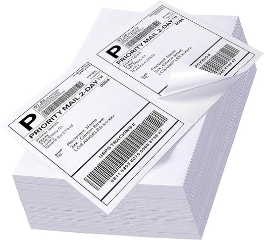 1000 Label Paper for Printer 8.5" x 5.5" Half Sheet Shipping Labels Self Adhesive Matte White 2 Per Sheet Printer Label Paper