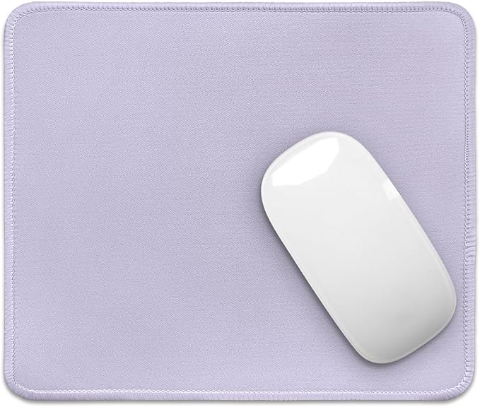 FROGIGO Mouse Pad with Stitched Edges - Solid Color Mousepad for Women, 9.25 x 7.75 inch Washable Square Desk Pad, Non-Slip Rubber Base, Office Home Laptop Accessories - Lilac Purple