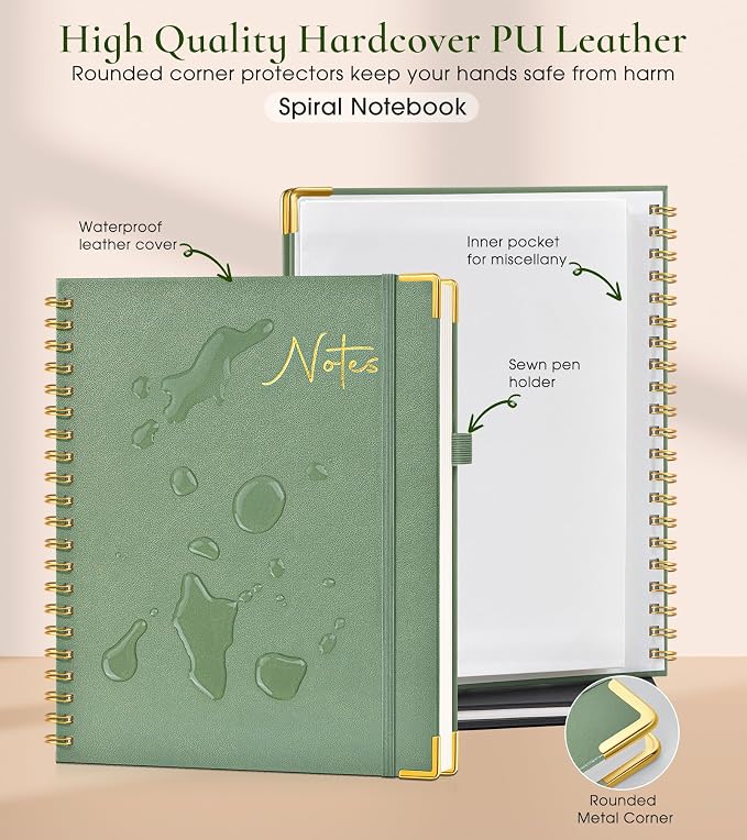 Hardcover Spiral Notebook Journal 8.5” x 11”, A4 Large Cute Notebooks for Women Men, Lined College Ruled Notebook, 100 GSM Paper, Spiral Bound Journals for Work School Note Taking Business, Petite Blooms