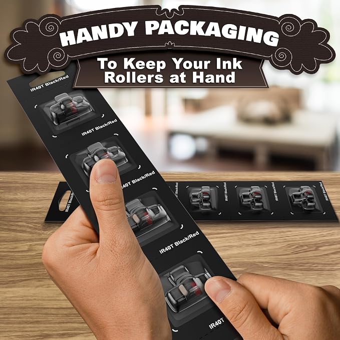 Calculator Ink Roller Black/Red, 10 Pack, Crisp Print | Printing Calculator Ink Cartridge IR40T; Compatible with Casio HR-170RC, Canon P23-DHV, Sharp EL-1801V & More; for Office Use