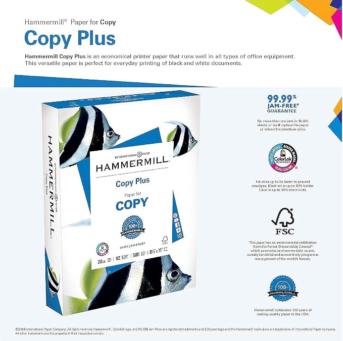 Hammermill Printer Paper, 20 lb Copy Paper, 11 x 17-5 Ream (2,500 Sheets) - 92 Bright, Made in the USA, 105023C