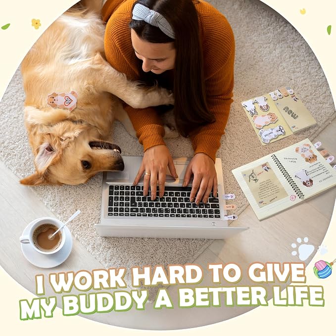 Hommie Cute Sticky Notes, Dog Sticky Notes Set Planner Dividers Self-Stick Notes Pads Animal Divider Tabs Bundle Writing Memo for Dog Lovers Office School Supplies