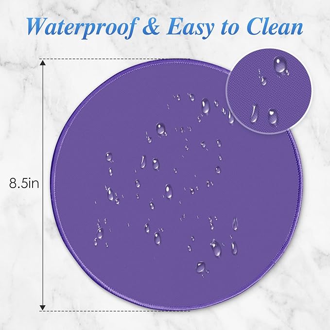 Round Mouse pad, high-end Texture, Sewn Edge Design, Anti-Slip Rubber Base. 8.6 x 8.6 inches (Purple)