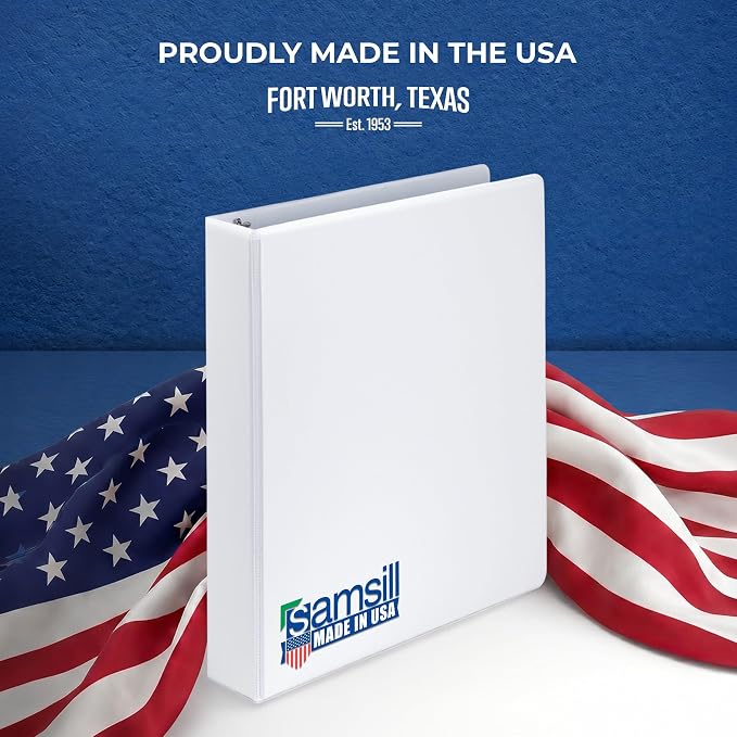 Samsill 2 Inch 3 Ring Binders, Economy Round Ring, Clear View Cover, 425 Sheet Capacity - for School, Home, Office - White, 12 Pack