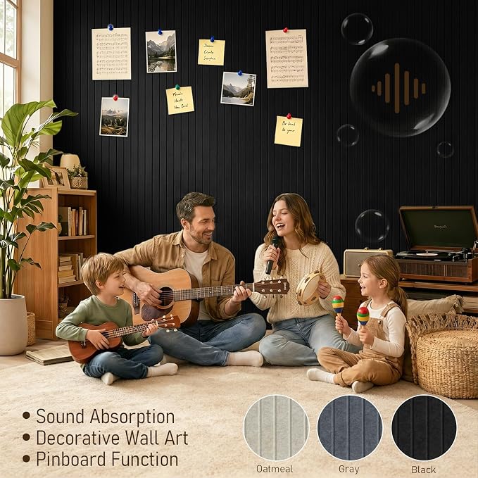 Large Felt Bulletin Board 48" x 36" Cork Board Alternative-12 Pack with 70 Safe Removable Adhesive Tabs, 35 Pushpins Notice Board for Walls Home Office Classroom Pin Board -Gray