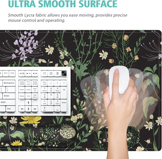 Desk Mat, Mouse Pad with Wrist Rest,4-in-1 Large Mouse Pads for Desk,Computer Ergonomic Mousepad with Wrist Support for Keyboard and Mouse(Grass)