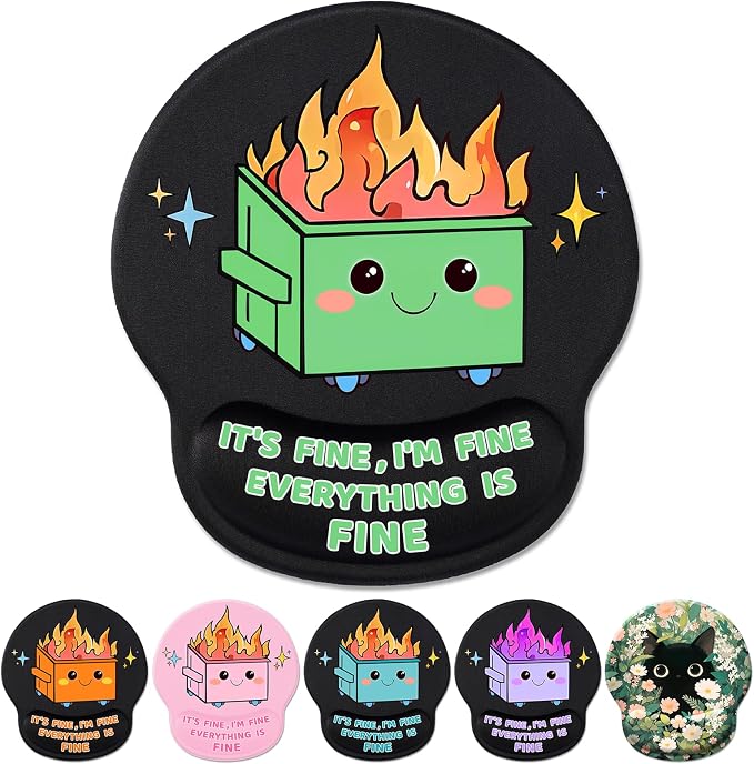 Hancynir Dumpster on Fire Ergonomic Mouse Pad with Wrist Support Desk Decor | Gel Mouse Pads Wrist Rest, Cute Funny Comfortable Computer Mousepad, for Gaming Laptop Work Home Accessories Office Supplies